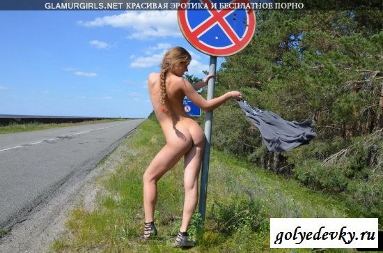 Телка на трассе (10 фото)