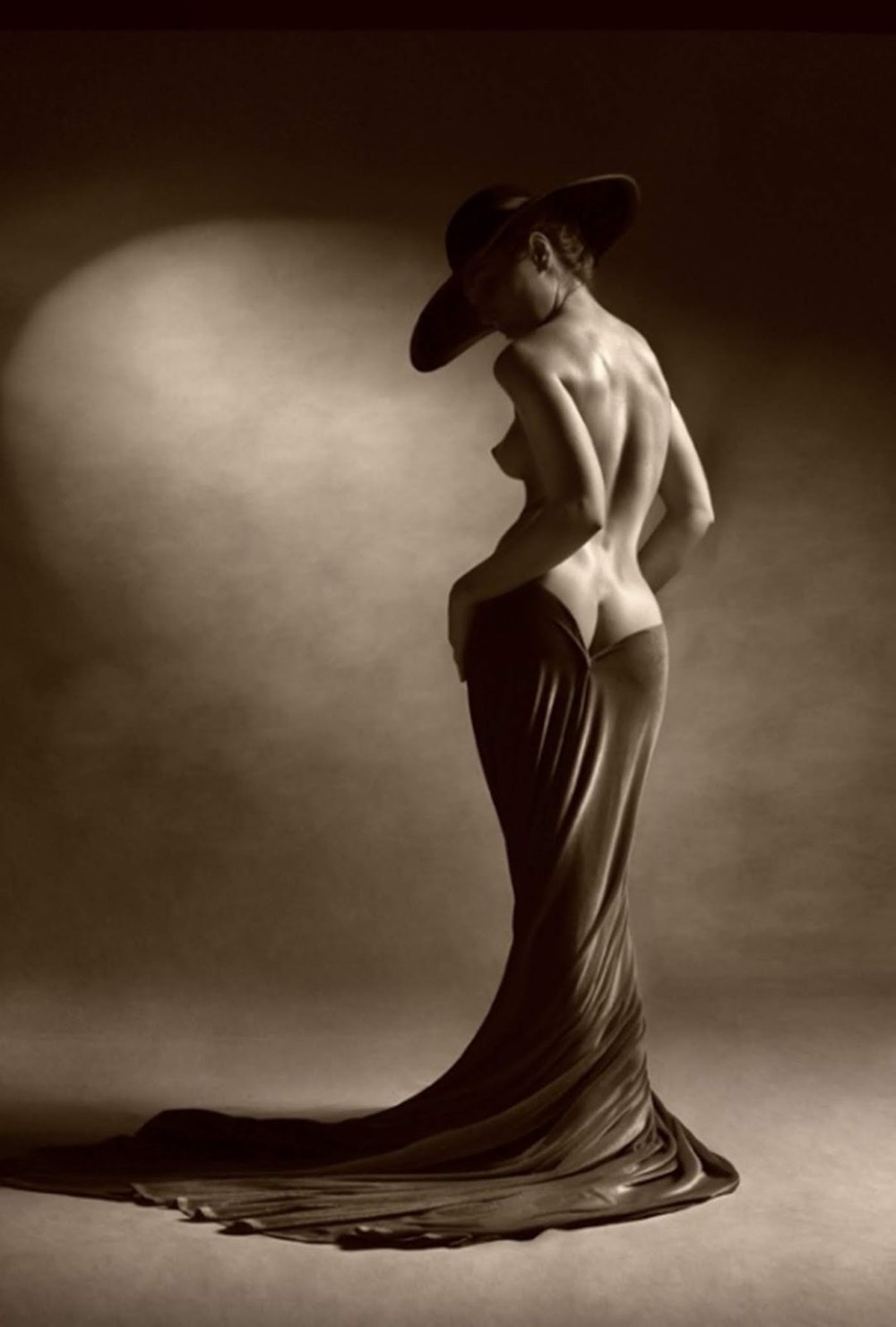 Ню обнаженка в шляпе с вуалью