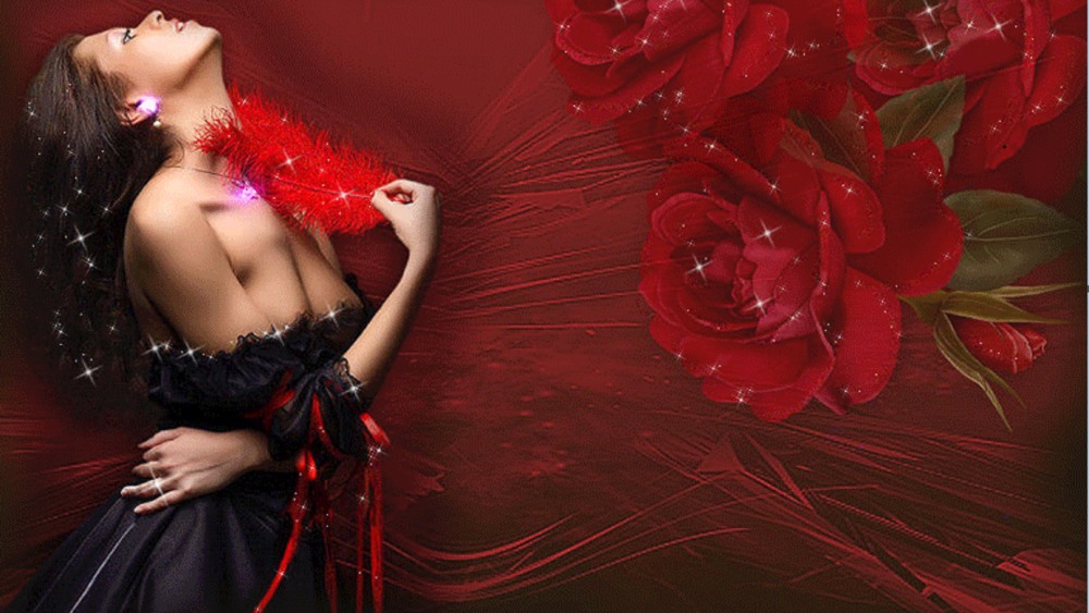 Анимации девушка в розах