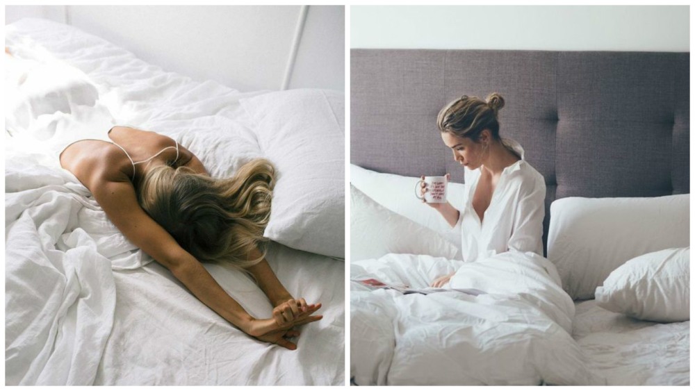 Потягушки в кровати ню