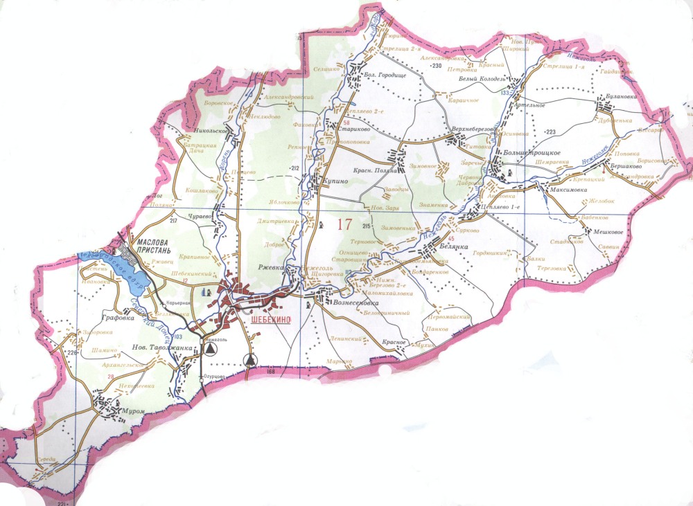 Карта Шебекинского района Белгородской