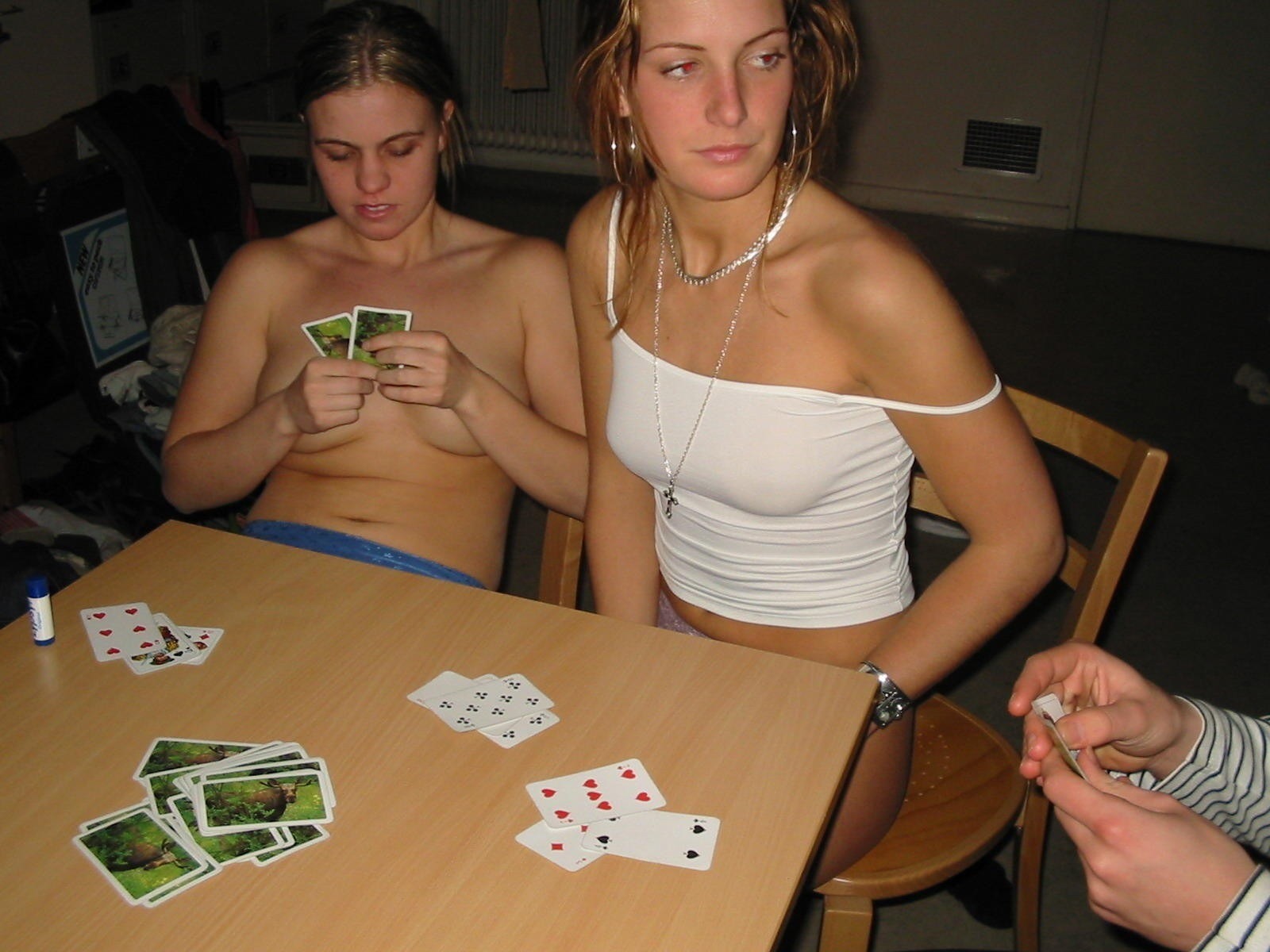 Girls play strip poker