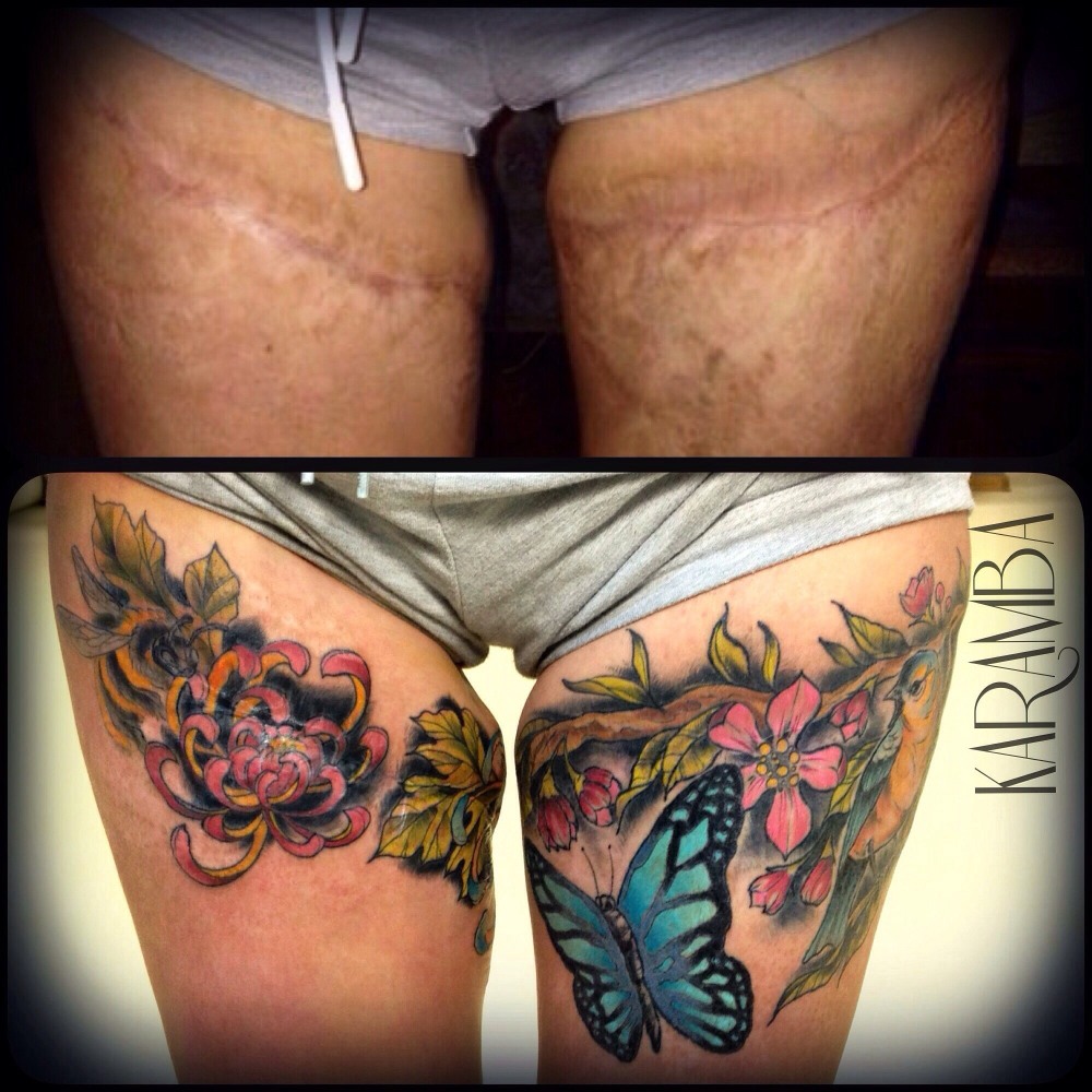 Тату на бедре для девушек маленькие необычные