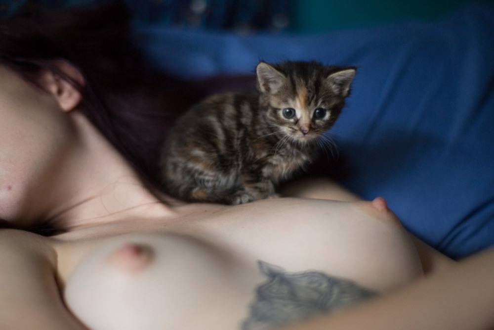 Голая фотосессия с котом