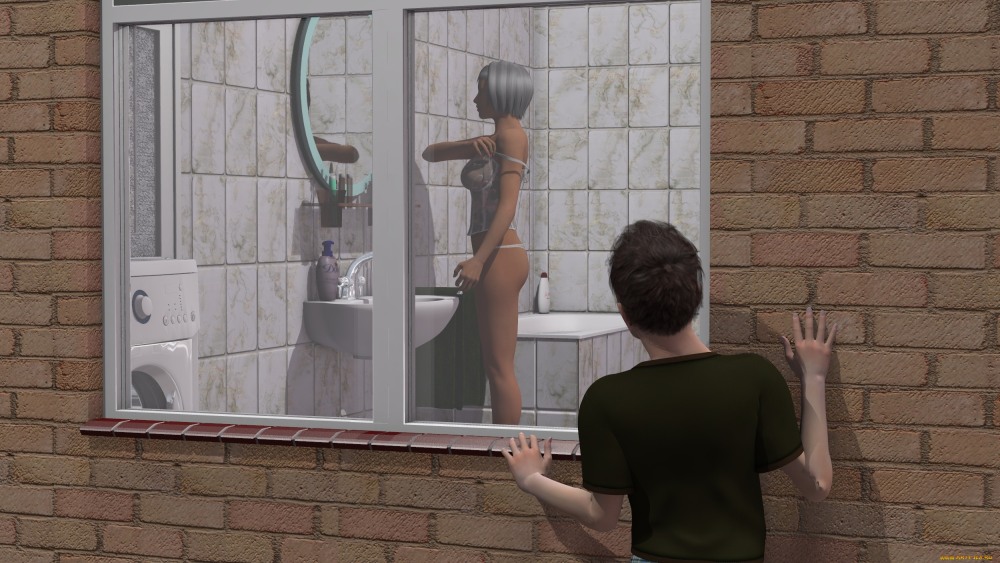 Через окно в ванной