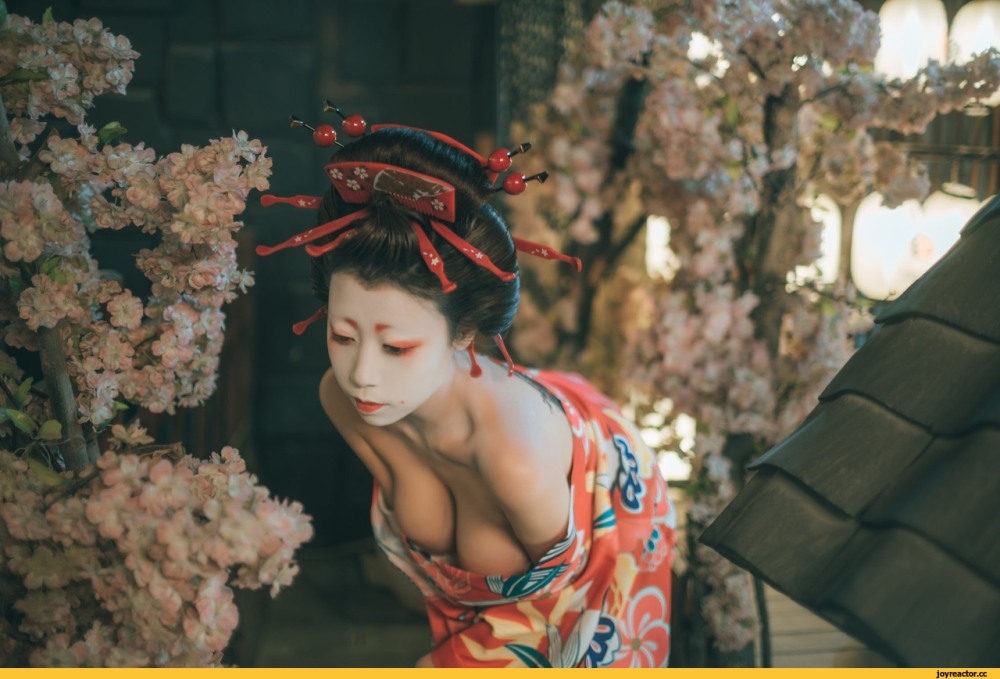 Японка в кимоно грудь
