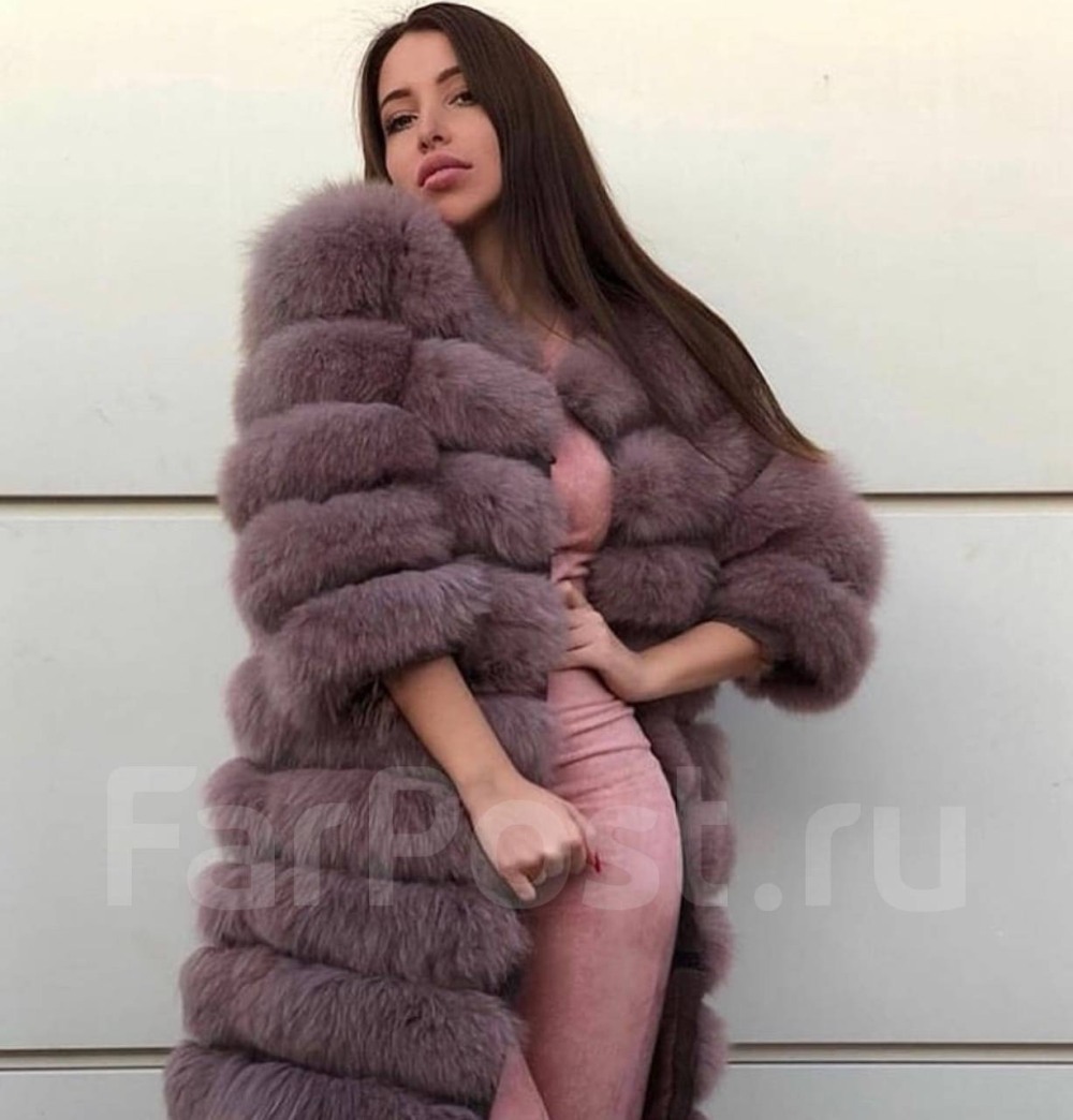 Hooded Blue Fox fur Coat