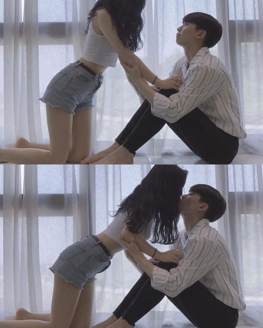 Корейская парочка поцелуй